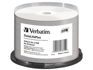 DVD-R Verbatim 4.7GB X16 AZO DL+ printable thermal biae NO ID (50 Cake) - 2878040642