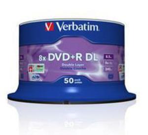 DVD+R Verbatim 8x 8,5GB Cake 50 szt DL - 2878040645