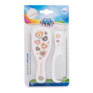 Canpol babies Newborn Baby Baby Brush With Comb Hearts grzebie Grzebie do wosw 1 szt, + naturalna mikka szczotka do wosw 1 szt. dla dzieci - 2875580441