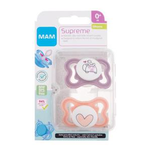 MAM Supreme Silicone Pacifier 0m+ Violet & Orange smoczek 2 szt dla dzieci - 2876354233