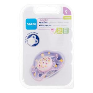 MAM Night Silicone Pacifier 0m+ Stars smoczek 1 szt dla dzieci - 2877272769