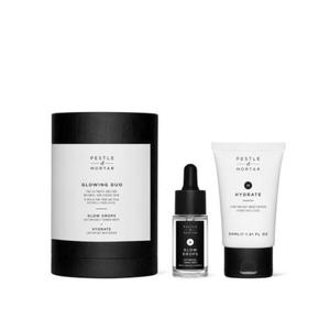 Pestle & Mortar Glowing Duo zestaw samoopalajce serum do twarzy Glow Drops 15 ml + nawilajcy krem do twarzy Hydrate Lightweight Moisturiser 30 ml W - 2876632618