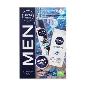 Nivea Men Daily Trio zestaw el pod prysznic Sensitive 250 ml + antyperspirant Invisible Black & White Fresh 150 ml + krem uniwersalny Men Creme 30 ml - 2877478113