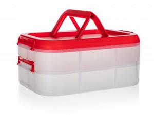 Party box pojemnik na ciasto CULINARIA 40 x 28 x 17,8 cm, czerwona pokrywa - 2871234153