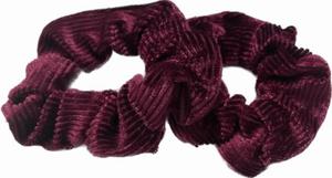 Welurowa gumka do wosw scrunchie BLING 2 szt. - prkowana, bordowa - 2871739495