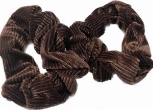 Welurowa gumka do wosw scrunchie BLING 2 szt. - prkowana, brzowa - 2871739501