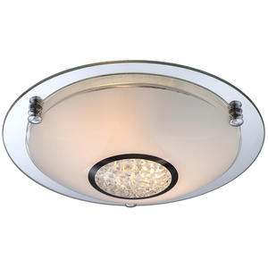 Globo plafon lampa sufitowa Edera 48339-2 chrom, szko opalizowane, krysztay K5 31,5cm - 2832400685