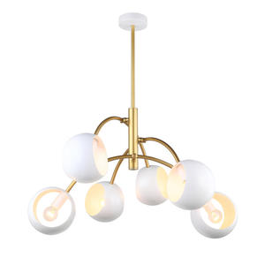 Italux Melvo MDM-3691/6 GD+W lampa wiszca nowoczesna stal biay zoty 6x60W E14 66cm - 2862974369