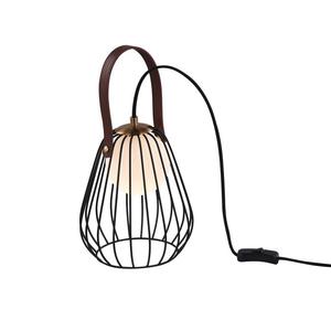 Maytoni Indiana MOD544TL-01B lampa stoowa metalowa ramka czarna ze zotym matowe szko biae skrzany pasek 1xG9 28W 18cm - 2861420803