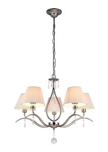 Maytoni Talia MOD334-PL-05-N yrandol metalowa rama nikiel abaury biaa tkanina wisiorki 5xE14 40W 62cm - 2861420904