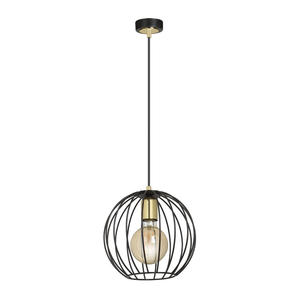 Emibig ALBIO 1 BLACK 144/1 lampa wiszca loftowa regulowana metalowa zoto czarna klosz druciak E27 60W 23cm - 2862975377