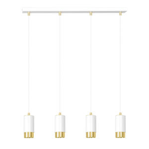 Emibig FUMIKO 4 WH/GOLD 815/4 lampa wiszca designerska metal tuby biae zote 4x30W GU10 60cm - 2863976747