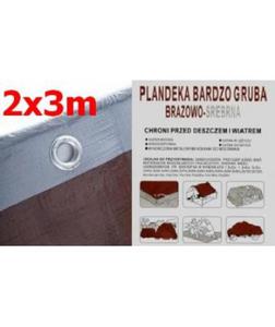 Plandeka brzowo-srebrna SUPER GRUBA 2x3m (210g) - 2832210760