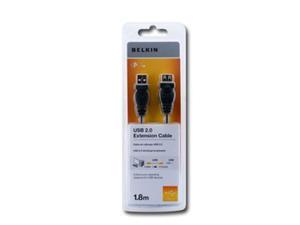 USB Extension Cable BELKIN (USB Type A 4-pin (Mski) - USB Type A 4-pin (eski),1.8m) Czarny - 2449618569