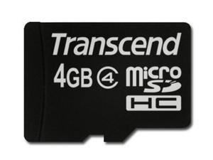 TRANSCEND NAND Flash Micro SDHC 4GB Class 4, Plastic z Adapter (SD 2.0)