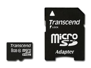 TRANSCEND NAND Flash Micro SDHC 8GB Class 10, Plastic z SDHC adapter