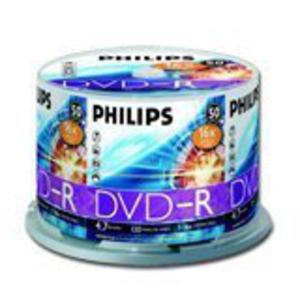 Optical Media PHILIPS DVD-R(16x) 4.7GB/120min 50pk Spindle - 2449618617