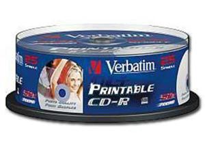 Optical Media VERBATIM CD-R(52x) 700MB 25pk Spindle Printable - 2449618495