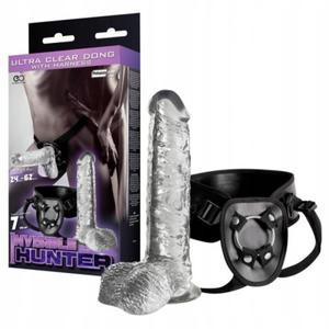 STRAP ON INVISIBLE HUNTER Z PRZEZROCZYSTYM DILDO - 2859516113