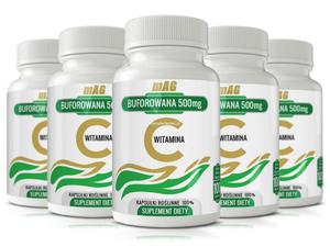 5 opakowa Buforowana Witamina C 500mg,100 kaps Buforowana Witamina C 500mg, - 2875300989