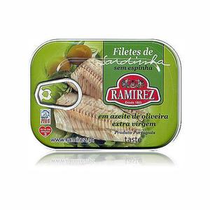 Filety z sardynek portugalskich w oliwie extra virgin, z kawakami oliwek Ramirez 100g. - 2827782971