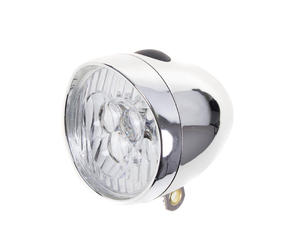 Lampa przód XC Light -764B Retro 3 diody LED, zasilane 3x AAA, srebrna