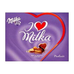 Czekoladki mleczne z mleka alpejskiego z nadzieniem migdaowym I Love Milka 110g - 2827386430