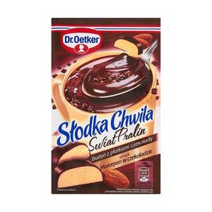 Dr. Oetker Sodka Chwila wiat Pralin Budy z patkami czekolady smak marcepan w czekoladzie 45g - 2827389586