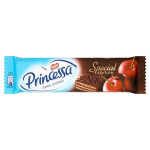 Princessa Dark Cherry Wafel przekładany kremem o smaku wiśniowym oblany czekoladą deserową 33g - 2837411612