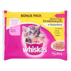 Whiskas Junior Wybr da misnych w galaretce Karma penoporcjowa 2-12 miesicy 400g (4 saszetki) - 2837411794