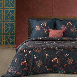 Pociel z makosatyny MOROCCO-1 Terra Collection 160x200 Eurofirany niebieska ruda orientalne kwiaty - 2871732459