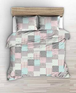 Pociel z kory 180x200 wzr rowa turkusowa kratka patchwork - 2878609186