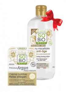 SO BIO Zestaw Przeciwzmarszczkowa woda micelarna Olejek Arganowy 500 ml i Precieux Argan Krem odywczy z perami arganowymi do skry dojrzaej - 2871622566