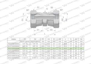 Zczka hydrauliczna redukcyjna calowa AA 3/8" x 1/2" BSP Waryski ( sprzedawane po 2 ) - 2876418211