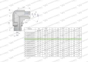 Kolanko hydrauliczne nastawne calowe BB 3/8" x 3/8" BSP z regulacj Waryski - 2876418261