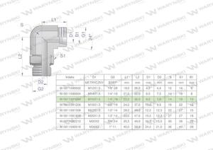 Kolanko hydrauliczne nastawne BB M16x1.5 10L x 1/4"BSP z regulacj Waryski ( sprzedawane po 2 ) - 2876418082