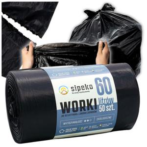 Worki na odpady 60l czarne LDPE a'50 szt - 2868518452