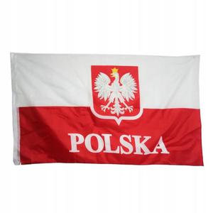 Flaga Polski z Godem Orem Orze DUA z napisem POLSKA 150x90cm - 2879818491