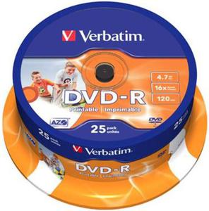 Pyty DVD-R Verbatim Printable Cake 25 szt. - 2861794622