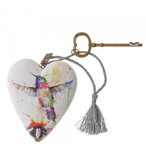 Serce zawieszka "Jestem ptakiem w Twoim sercu" Hummingbird Art Heart 1003480215 figurka ozdoba serce - 2860624473