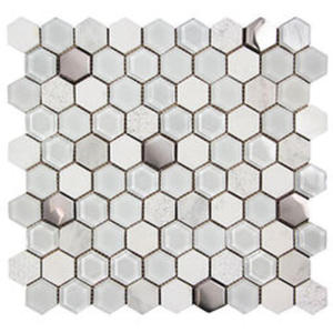 Hexagon White Mozaika Szklano-Kamienna 30x30 - 2861407411