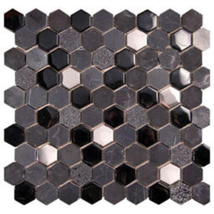 Hexagon Black Mozaika Szklano-Kamienna 30x30 - 2861407412