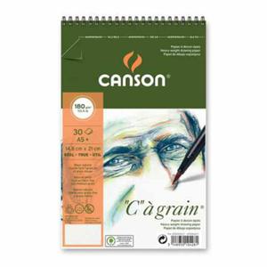 Blok szkicowy Canson "C" a grain - 180g, 30ark, A5+, na spirali - 2869098426