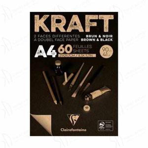 Blok dwustronny KRAFT Black&Brown Clairefontaine - 90g, A4, 60ark. - 2860079063