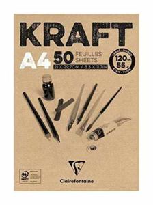 Blok rysunkowy KRAFT Clairefontaine - 120g, A4, 50ark. - 2860079065