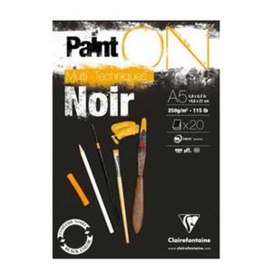 Blok malarski uniwersalny Clairefontaine Paint On NOIR Multi -Techniques - 250g, A5, 20akr. - 2860079226