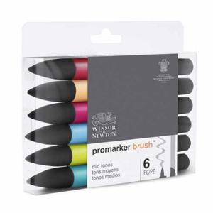 Zestaw markerw artystycznych Promarker Brush Winsor&Newton - mid tones 6 kol. - 2860080128