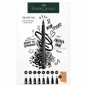 Zestaw cienkopisw Pitt Artist Faber-Castell + szkicownik - 9 elementw - 2878409168