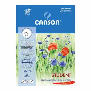 Blok akwarelowy Student Canson - 250g, 10ark, A4 - fakturowany - 2824729142