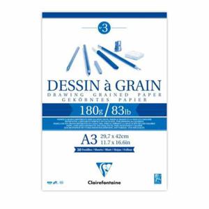 Szkicownik Clairefontaine Dessin a Grain - 180g, 30ark, A3 - 2824732696